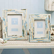 Load image into Gallery viewer, Two's Company Shimmering Blues Set of 2 Blue & White MOP Tile Photo Frames