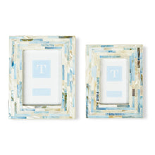 Load image into Gallery viewer, Two's Company Shimmering Blues Set of 2 Blue & White MOP Tile Photo Frames