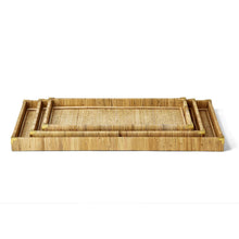 Load image into Gallery viewer, Two's Company Dream Weavers Handcrafted Set of 3 Natural Rattan Tray Set