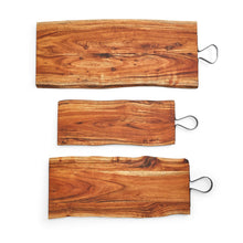 Load image into Gallery viewer, Two's Company Communal Table Set of 3 Serving Boards With Iron Handle