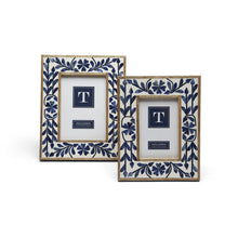 Load image into Gallery viewer, Two's Company Blue Belle Bone Inlay Set of 2 Photo Frames