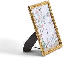 Load image into Gallery viewer, Two's Company Gold Faux Bamboo 8"x10" Photo Frame With Flora and Fauna Art
