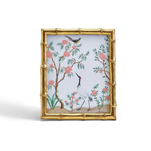 Load image into Gallery viewer, Two's Company Gold Faux Bamboo 8"x10" Photo Frame With Flora and Fauna Art