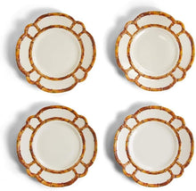 Load image into Gallery viewer, Two's Company Bamboo Touch Set of 4 Dinner Plate with Bamboo Rim
