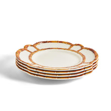 Load image into Gallery viewer, Two's Company Bamboo Touch Set of 4 Dinner Plate with Bamboo Rim