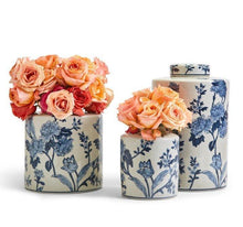 Load image into Gallery viewer, Two's Company Japanese Blossom Set of 3 Blue and White Decorative Tea Jars