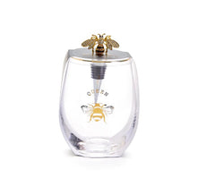 Load image into Gallery viewer, Two's Company Queen Bee Stemless Wine Glass w/ Jeweled Bee Wine Stopper