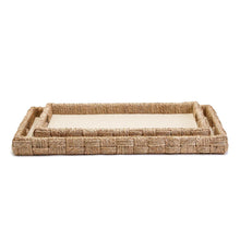 Load image into Gallery viewer, Two's Company Set of 2 Sea Grass and Rattan Oversized Decorative Square Trays