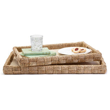 Load image into Gallery viewer, Two's Company Set of 2 Sea Grass and Rattan Oversized Decorative Square Trays