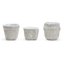Load image into Gallery viewer, Two's Company White Washed Set of 3 Basket Pattern Planters