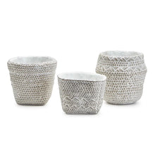 Load image into Gallery viewer, Two's Company White Washed Set of 3 Basket Pattern Planters