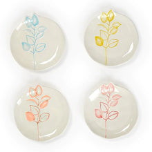 Load image into Gallery viewer, Two's Company Full on Color Set of 4 Hand-Painted Tidbit Plates