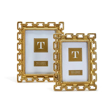 Load image into Gallery viewer, Two's Company Fanshell Set of 3 Gold Leaf Photo Frames