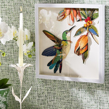 Load image into Gallery viewer, Two's Company Set of 2 Humming Birds Paper Collage Wall Art