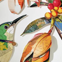 Load image into Gallery viewer, Two's Company Set of 2 Humming Birds Paper Collage Wall Art