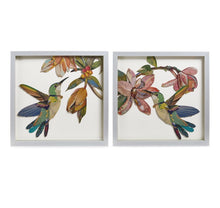 Load image into Gallery viewer, Two's Company Set of 2 Humming Birds Paper Collage Wall Art