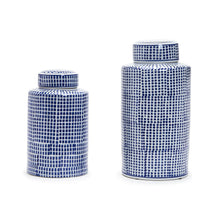 Load image into Gallery viewer, Two's Company Set of 2 Blue & White Covered Decorative Jars