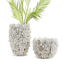 Load image into Gallery viewer, Two's Company Succulents Set of 2 White Ceramic Planter Vases