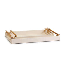 Load image into Gallery viewer, Two's Company Set of 2 Antique Cream Faux Leather Decorative Rectangle Trays
