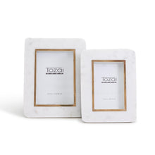 Load image into Gallery viewer, Two's Company Hoxton Set of 2 White Marble Photo Frames w/ Rounded Edges