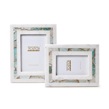 Load image into Gallery viewer, Tozai Amazonite Inlay Set of 2 White Marble Photo Frames