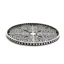 Load image into Gallery viewer, Two's Company Jaipur Palace Black and White Decorative Round Serving Tray