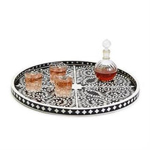 Load image into Gallery viewer, Two's Company Jaipur Palace Black and White Decorative Round Serving Tray