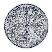 Load image into Gallery viewer, Two's Company Jaipur Palace Blue and White Inlaid Decorative Round Serving Tray
