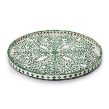 Load image into Gallery viewer, Tozai Green and White Inlaid Decorative Round Decorative Tray