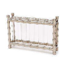 Load image into Gallery viewer, Tozai Home Silver Bamboo Vase (Includes 5 Glass Tubes)