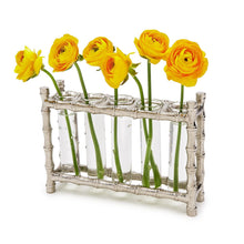 Load image into Gallery viewer, Tozai Home Silver Bamboo Vase (Includes 5 Glass Tubes)