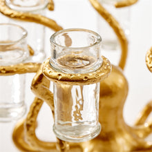 Load image into Gallery viewer, Two's Company Golden Bronze Octopus Shot Glass Holder (w/ 6 shot glasses)