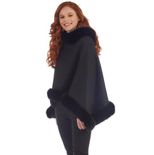 Load image into Gallery viewer, Two&#39;s Company Night Out Black Infinity Shawl with Fleece Lining and Black Fur Trim
