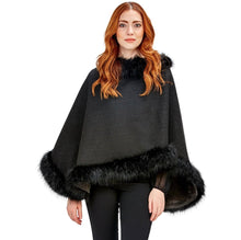 Load image into Gallery viewer, Two&#39;s Company Night Out Black Infinity Shawl with Fleece Lining and Black Fur Trim
