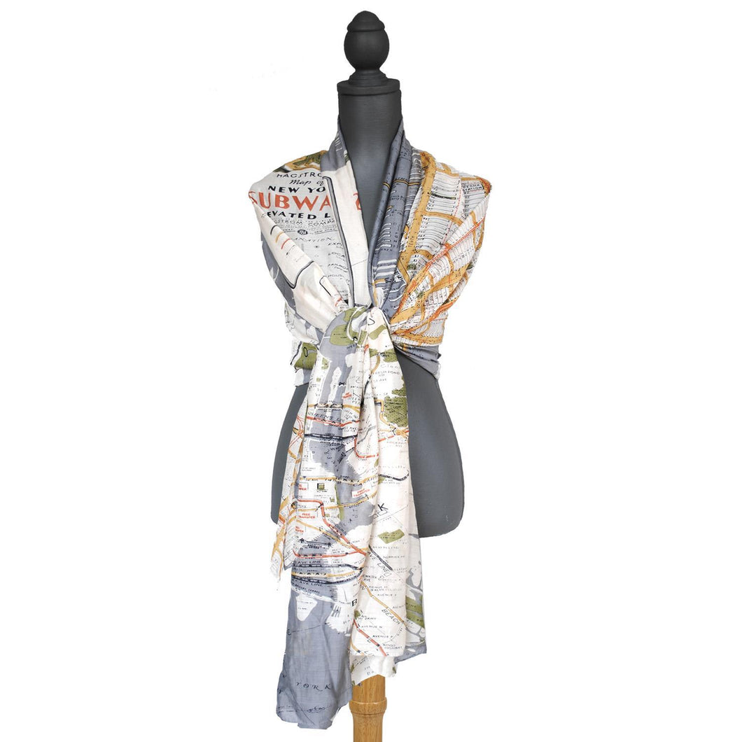 Two's Company New York Map Scarf