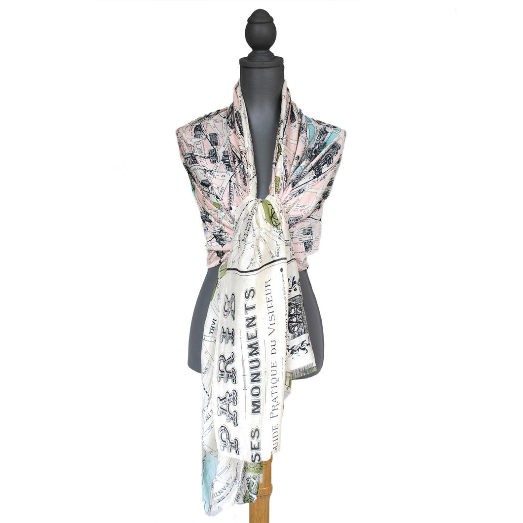 Two's Company Paris Map Scarf
