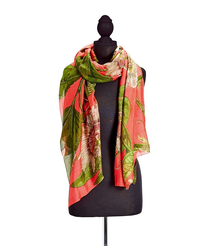 Two's Company Coral Passion Flower Scarf