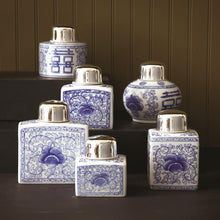 Load image into Gallery viewer, Two&#39;s Company Canton Collection 6-Piece Set Tea Jars With Nickel-Plated Lids
