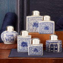 Load image into Gallery viewer, Two&#39;s Company Canton Collection 6-Piece Set Tea Jars With Nickel-Plated Lids
