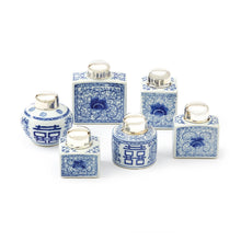 Load image into Gallery viewer, Two&#39;s Company Canton Collection 6-Piece Set Tea Jars With Nickel-Plated Lids
