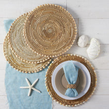 Load image into Gallery viewer, Two&#39;s Company Set of 4 Pandan and Seashell Placemats
