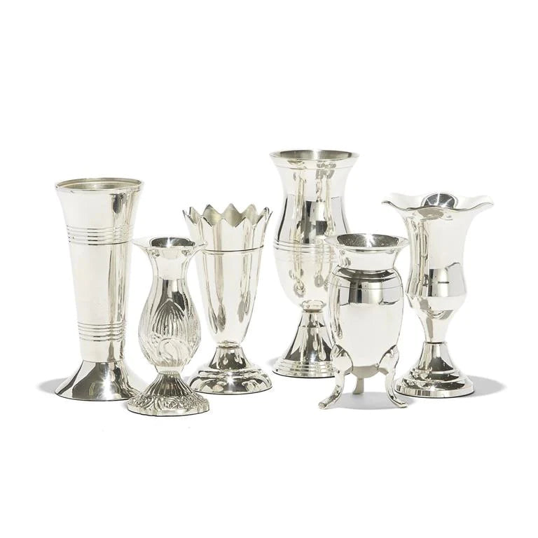 Two's Company Queen Anne's Set of 6 Silver-Plated Brass Vases