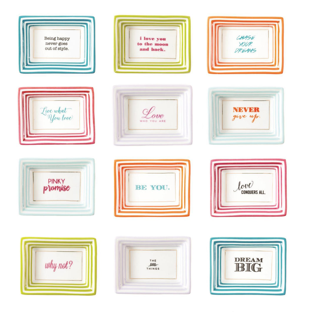Two's Company Petite Wise Sayings, Set of 12, Trinket Trays in Gift Box