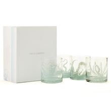 Load image into Gallery viewer, Two&#39;s Company Ocean Water Set of 4 Double Old-Fashioned Glasses in Gift Box
