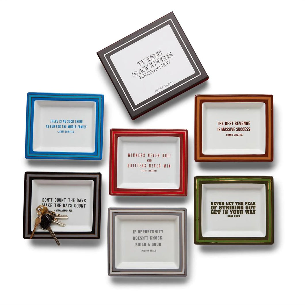 Two's Company Set of 6 Wise Sayings Gentlemen's Desk Trays
