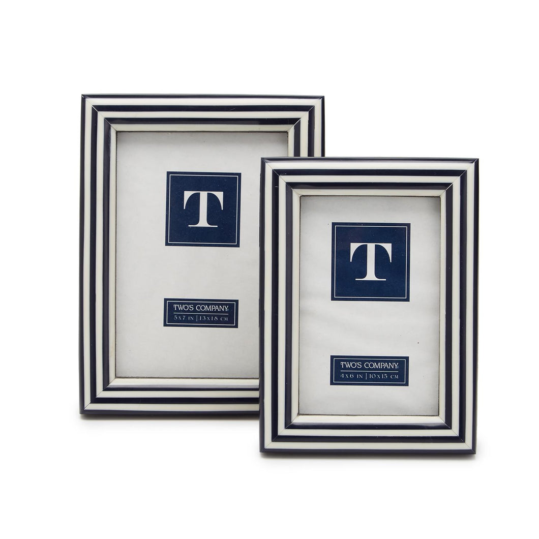 Two's Company Nautical Stripes, Set of 2, Photo Frames (4x6