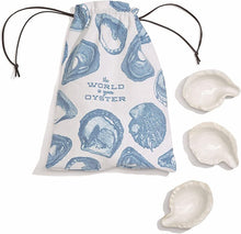Load image into Gallery viewer, Two&#39;s Company The World is Your Oyster Set of 12 Oyster Bakers in Canvas Pouch
