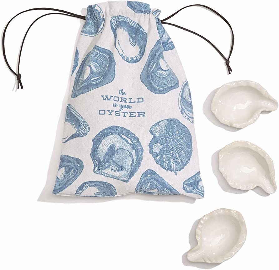 Two's Company The World is Your Oyster Set of 12 Oyster Bakers in Canvas Pouch