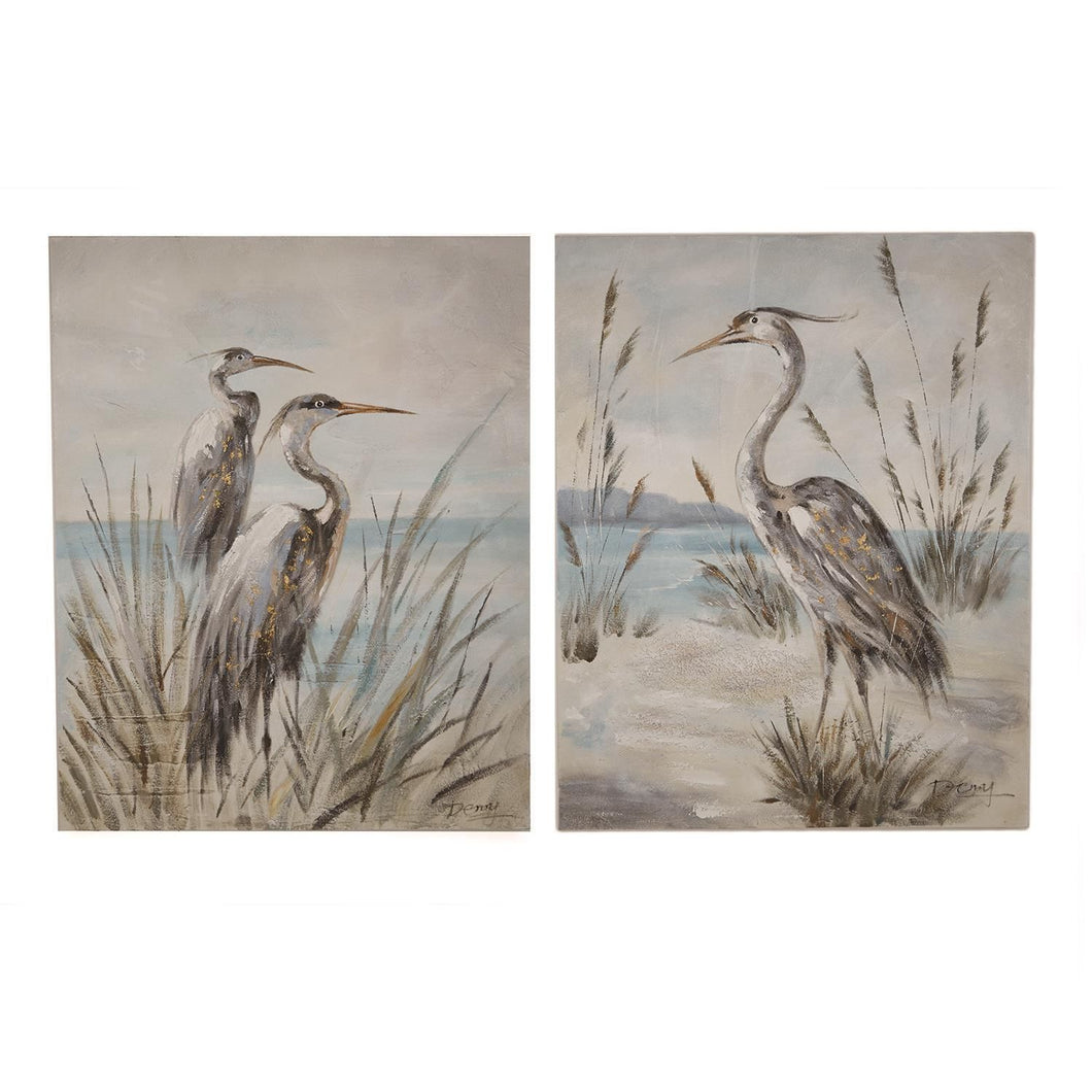 Two's Company Shore Bird Hand Painted Set of 2 Wall Art