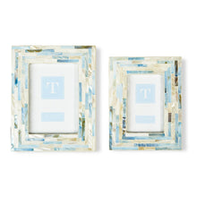 Load image into Gallery viewer, Two&#39;s Company Shimmering Blues Set of 2 Blue &amp; White MOP Tile Photo Frames
